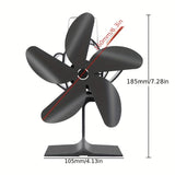 1pc 5 Blades Wood Stove Fan With Magnetic Thermometer, Silent Aluminum Fireplace Fan Heat Powered Non Electric  Fan For Big Room Fireplace Fan, Wood Stove Fan, Non Electric Fan For Wood, Thermoelectric Fan  Fall Winter Essential