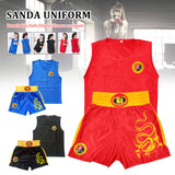 Adult Children Shorts Fight Wushu Sanda Suit for Kids Shirt Training Compeon Muay Thai Bo Uniform