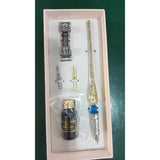Retro Glass Dip Set Vintage Quill Calligraphy Crystal Writing Signature Ink Dipped with 2 Nibs & Pen Holder