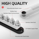 DaierTek 600A Power Distribution 12V Block 6 x 3/8" Terminal Studs 12 Volt Marine Bus Bar with Cover