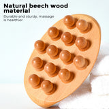 14 Beads Handheld Massage Brush Natural Wood Massager Gua Sha Waist Leg Body Meridian Scraping SPA Therapy Anti Cellulite Relax