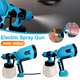 580W 1000ML Handheld High Micro Electric Spray Gun Cordless Paint Sprayer Auto Furniture Steel Coating Airbrush