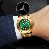 Brand ONOLA Business Casual luxury retro stainless steel golden men's watch high quality gold watches men