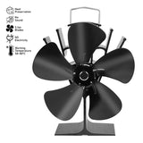 1pc 5 Blades Heat Powered Wood Stove Fan Large Air Volume Fireplace Fan Log Wood Burner Eco-Fan Quiet Home Efficient Heat Distribution Lucky Fireplace Fan  Non Electric Fan For Wood, Thermoelectric Fan Halloween Christmas Gift Fall Winter Essential