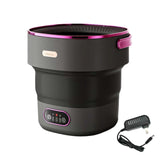 (Black purple) Folding Washing Machine with Automatic Spin Dryer for Underwear and Baby Clothes 13L Large Capacity Laundry Device  Black purple