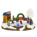 Festive Christmas House Lighted Village Decoration with Music and Flashing Lights Skating Kids for Holiday Decoration