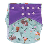 Reusable Baby Pocket Cloth Diaper Printed Washable Infant Nappy Adjustable Size Cloth NappyBear Fox