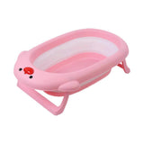 Baby Bath Tub Foldable Cute Cartoon Stable Toddler Tub with Intelligent Temperature for Baby Kids Pink