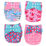 4Pcs Cloth Diaper One Size Adjustable Reusable Washable Waterproof Breathable Baby Training Pants Baby Boys GirlsSMT008-N