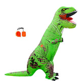 Halloween Dinosaur Costume Cute Green Tyrannosaurus Shape Waterproof Inflatable Dinosaur Clothes for Kids Adults Green Tyrannosaurus
