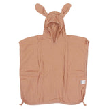 Children Hooded Towel Baby Cotton Absorbent Cute Cartoon Rabbit Ear Bath Towel for Beach Dusty Pink