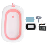 Smart Collapsible Baby Bathtub Temp Locking System Collapsible Infant Bathtub with Thermometer Pink
