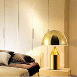 E14 LED Metal Mushroom Table Lamp Bedroom Decorative Table Lamp EU Plug, Size:S S Gold