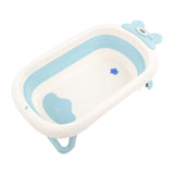 Collapsible Baby Bathtub Drain Hole Bunny Shape Infants Bathtub for Infant Travel Large Blue
