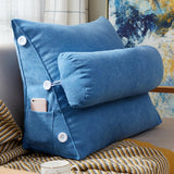 Large Backrest 60x22x50cm Triangular Design Detachable Soft Comfortable Reading Pillow Backrest for Home Sofa Bed Blue 60x22x50cm