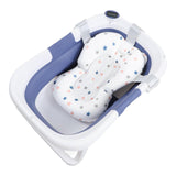 Baby Bath Tub Prevent Slipping Suspension Pad Thermometer Drain Hole Folding Bathtub for Infants Blue