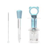 Kids Medicine Feeder Set Syringe Type Soft Silicone Prevent Choking Baby Medicine Water Dispenser Blue