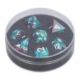 7pcs Polyhedral Dice Set Sharp Edged Resin Dice with Beautiful Inclusions for Table Board Role Playing Games