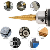 6pcs 1/4 3/8 Inch HSS Straight Groove Steps Drill Bit Titanium Coated Wood Metal Hole Cutting Core Drilling Tools Set Drill Bits