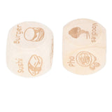 2pcs Food Decision Dice Pine Wood Versatile Options Funny Date Night Food Decision Dice for Anniversary Christmas