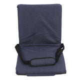 Portable Outdoor Camping Hunting Fishing Single Shoulder Strap Stand Folding Seat Adjustable Cushion Navy Blue