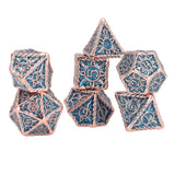 7pcs Dice Set Exquisite Carving Polyhedron Shapes Metal Dices for Board Games Role Playing Type 2