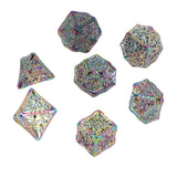 7pcs Polyhedral Dice Set Collection Carve Letters Metallic Polyhedron Dice for Tabletop Game Type 1