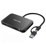 (Black) WAVLINK WL-UG69DH2 Dual Monitor USB+Type-C to Dual 4K HD DisplayPort Adapter Splitter
