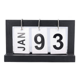 Standing Flip Wooden Desk Calendar Nordic Style Vintage Large Display Wooden Flip Calendar for Office Desktop Home Study Living Room Black