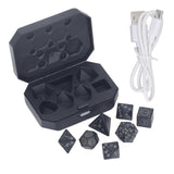 7PCS Light Up Dice Set with Charging Box USB Rechargeable Warm Light Electronic LED Polyhedral Dice for Role Playing Table Game