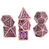 7pcs Dice Set Exquisite Carving Polyhedron Shapes Metal Dices for Board Games Role Playing Type 1