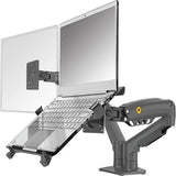 (Black) NORTH BAYOU F160-FP Tray Dual Arm Bracket Monitor Desk Mount Adjustable Laptop Holder