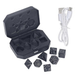 7pcs LED Dice Set Contact Charging Pattern Light Up Polyhedral Dice Kit for Tabletop