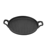 Cast Iron Griddle Reversible Dual Handle Ribbed Round Cast Iron Frying Pan for Gas Electric Stovetop 28cm / 11.0in