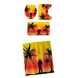 4 Pcs Shower Curtain Non-slip Bathroom Rugs Set Toilet Lid Cover Romanticism
