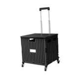 (Black) Folding Shopping Cart 45 L Capacity for Fishing Grocery Buying Daily Storage Green