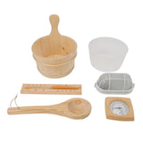 4L Sauna Room Wooden Bucket Kit Bath Bucket Spoon Hygrothermograph Explosion Proof Lamp Hourglass Set with Liner