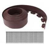 Landscape Edging Kit PE No Dig Tall Wall Garden Border with Stakes for Lawn Flower Bed Grass Yard Brown 10x5x1000cm/3.9x2.0x393.7in