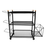 Sports Equipment Organizer Multipurpose Large Capacity Movable Ball Storage Rack with Baskets and Hooks for Indoor Black