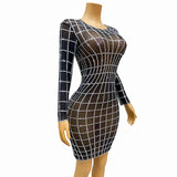Fashionable grid design, street style, temperament, ultra short skirt, banquet evening dress