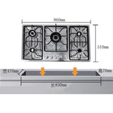 Five-hole Cooktop Stainless Steel Built-in 5 Burners Stovetop LPG/NG Convertible Stove Top Dual Fuel Gas Hob