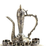 European Turkish Coffee Pot Set - Metal Cup Beverage Drinkware for Living Room