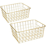 Baskets, Gold 2 Pack Wire Basket, Organizing Storage Crafts Decor Kitchen (Gold )