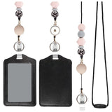 Retractable ID Badges And Keychain With PU Leather Holder Teacher Lanyards Breakaway For Women