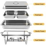 1Pcs 1/2/3 Grid Pans Rectangle Chafing Dish Stainless Steel Insulation Commercial Buffet Stove Food Warmer For Canteen Hotel