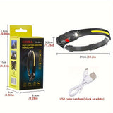 LED sensor front flashlight, USB charging front flashlight, waterproof, hands-free floodlight