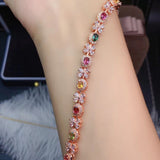Natural Candy Rainbow Color Tourmaline Bracelet Crystal Clean Color So Light And Luxurious