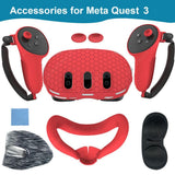 7pcs Accessories Set VR Front Shell Protector Controller Grips Anti-Scratch Protective Cover Washable for Meta Quest 3