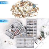 Tray, 5 Pcs Stackable Veet Organizer for Drawer, Jewelry Storage Display Trays Showcase