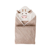 Cute Cow Shaped Hooded Bathrobe Soft Infant Newborn Blanket Baby Bath Cotton Pattern Towel